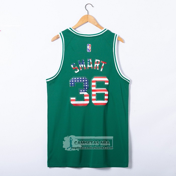 Camiseta Boston Celtics Marcus Smart NO 36 75th Bandera Edition Verde